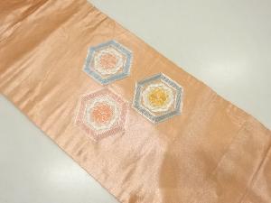 リサイクル　重ね亀甲に菊模様刺繍名古屋帯